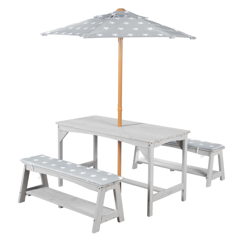 roba Dětská sedací souprava s podsedákem a slunečníkem (šedá)