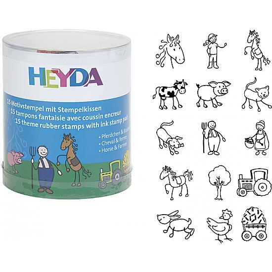 HEYDA Sada dřevěných razítek - statek + koně DAVER, spol. s r.o.