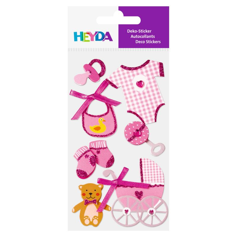 Papírová samolepicí dekorace 3D - holčička (7ks)