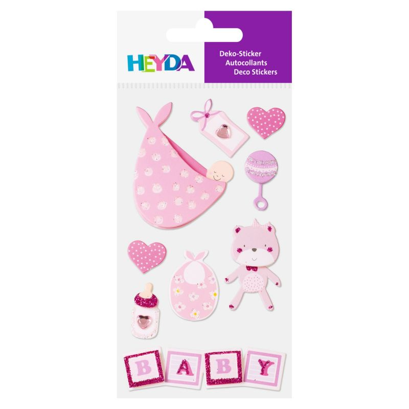 Papírová samolepicí dekorace 3D - holka (9ks)