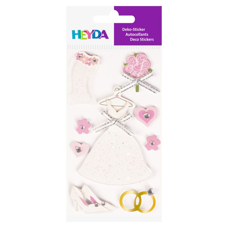 Papírová samolepicí dekorace 3D - nevěsta (9ks)