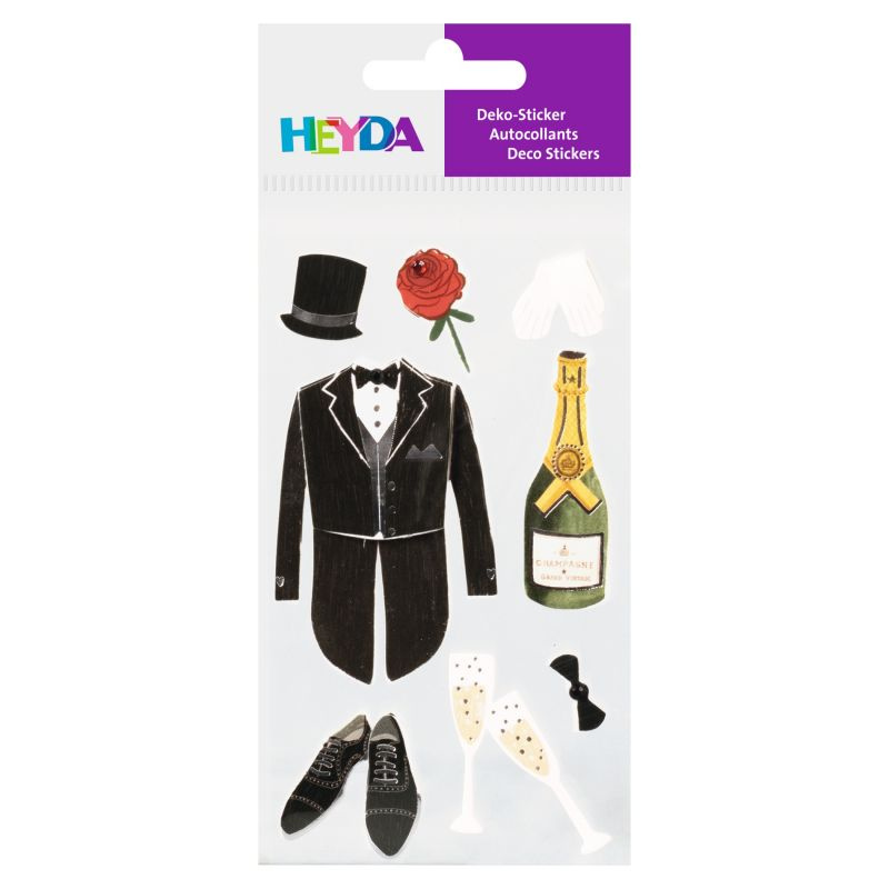 Papírová samolepicí dekorace 3D - ženich (8ks)