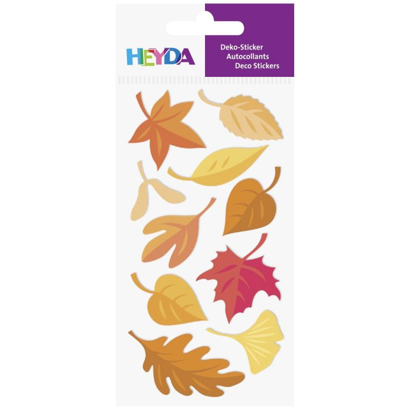 Papírová samolepicí dekorace 3D - podzimní listí (10ks)