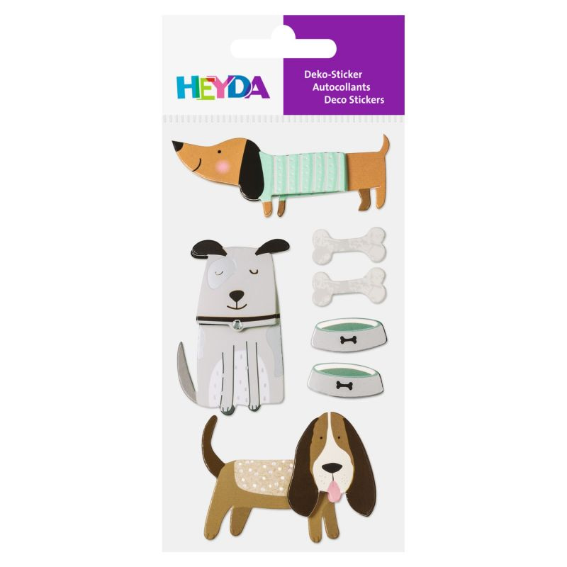 Papírová samolepicí dekorace 3D - psi (7ks)