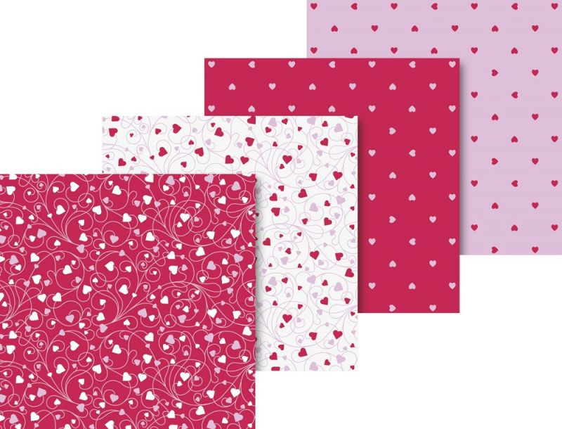 Papíry na origami 15x15cm (40ks) barevný mix se srdíčky