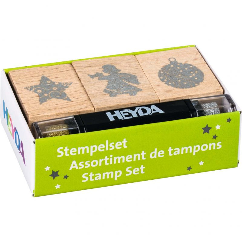 HEYDA Dřevěná razítka s polštářky - vánoce 3 ks DAVER, spol. s r.o.