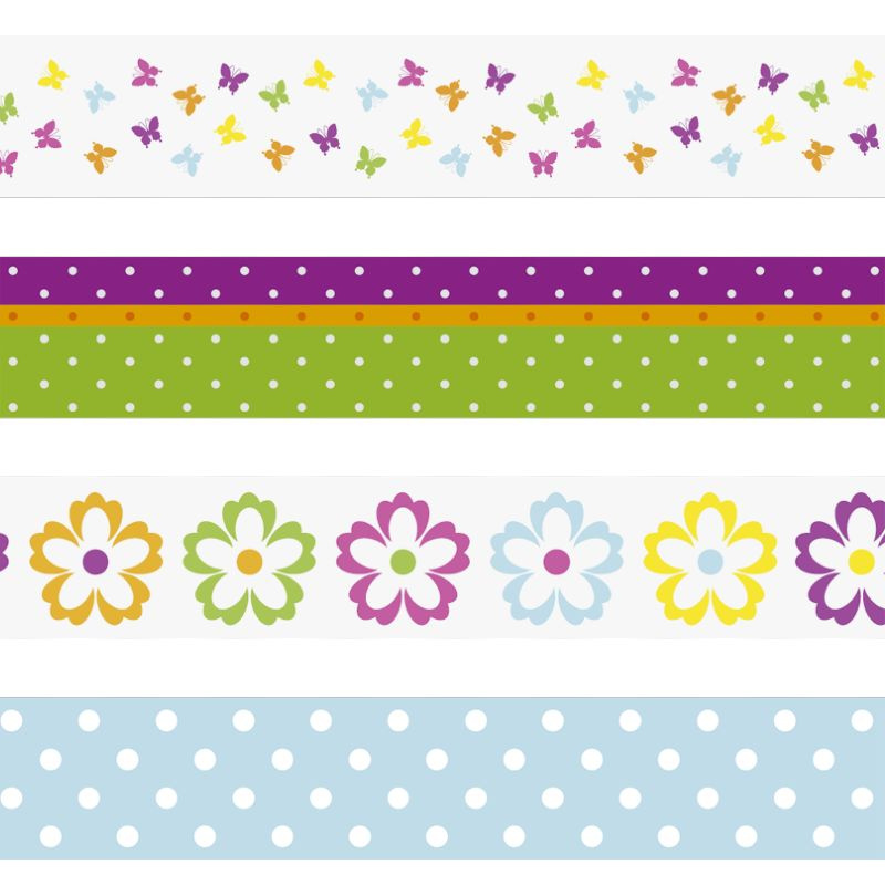 HEYDA samolepící washi papírové pásky - sada kytičky 1,5 cm x 5 m ( 4 ks ) DAVER, spol. s r.o.