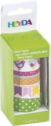 HEYDA samolepící washi papírové pásky - sada ptáčci 1,5 cm x 5 m ( 4 ks ) DAVER, spol. s r.o.