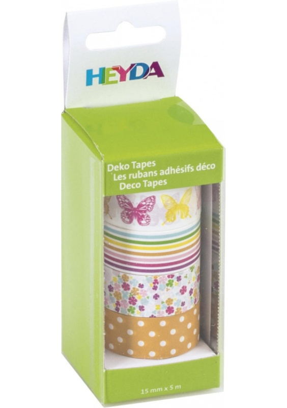 HEYDA samolepící washi papírové pásky - sada motýlci 1,5 cm x 5 m ( 4 ks ) DAVER, spol. s r.o.