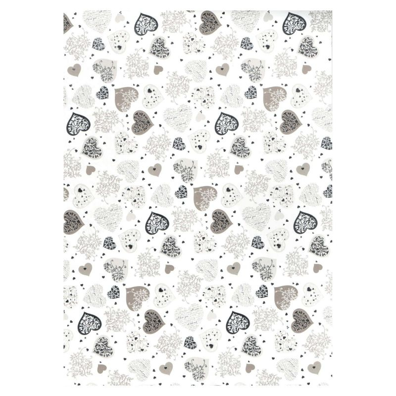 Jednostranný papír A4 bílý se srdíčky stříbrnými 200g/m2