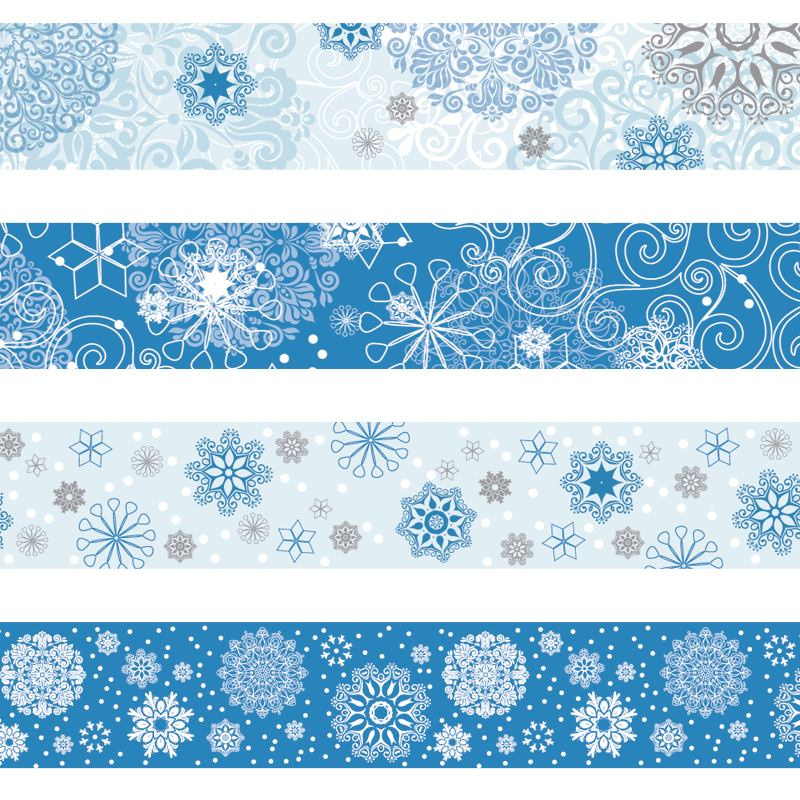 Samolepicí papírová washi páska sada - vločky (4ks)