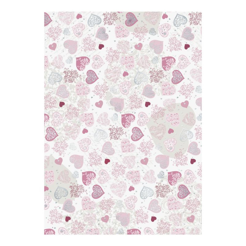 Jednostranný papír A4 srdíčka růžová 200g/m2