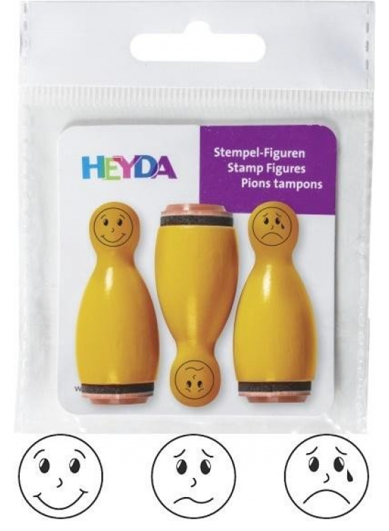 HEYDA Dřevěná razítka kuželky smajlíci - žluté 3 ks DAVER, spol. s r.o.