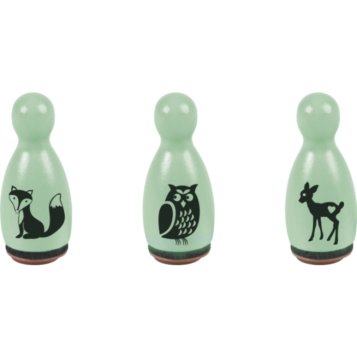 Lesní zvířátka - gumová razítka na dřevě sada (3ks)