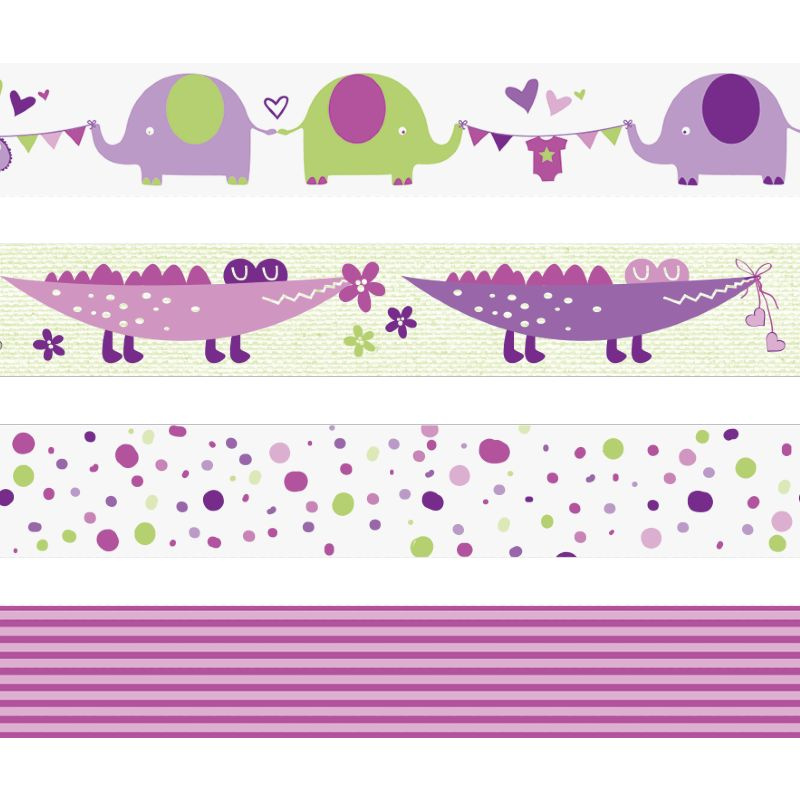 Samolepicí papírová washi páska sada - je to holka (4ks)