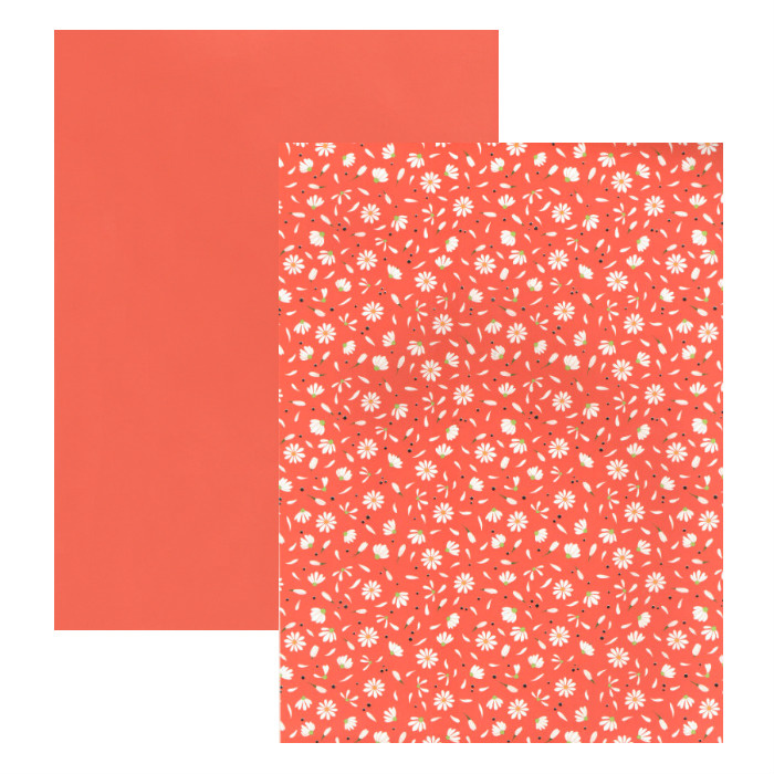 Oboustranný papír A4 červený se sedmikráskami 200g/m2