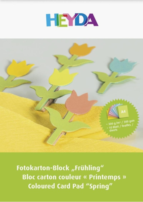 HEYDA Blok barevných kartonů 300 g A4 - tulipán 10 listů DAVER, spol. s r.o.