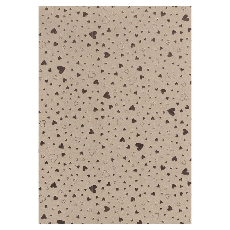 Jednostranný papír A4 kraftový se srdíčky bronzovými 220g/m2