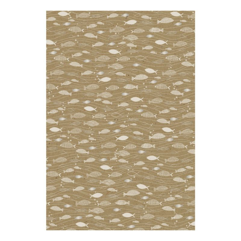 Jednostranný papír A4 kraftový s rybičkami 220g/m2