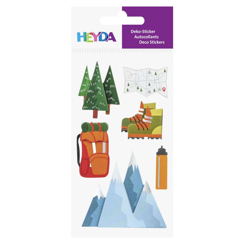 Papírová samolepicí dekorace 3D - turistika (6ks)