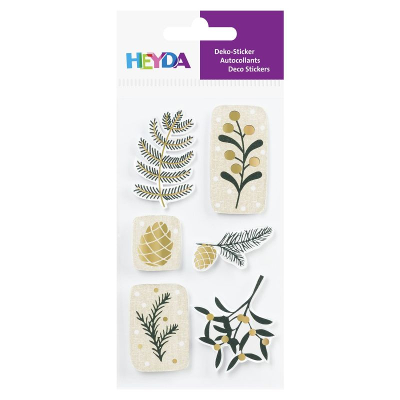 Papírová samolepicí dekorace 3D - větvičky (6ks)