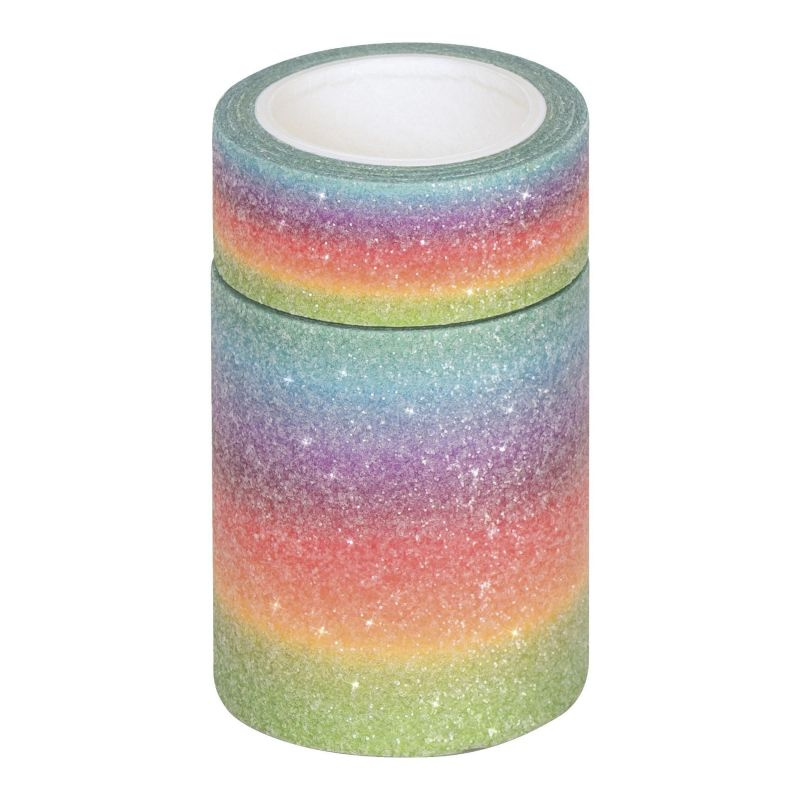 Samolepicí třpytivá papírová washi páska sada - duhová (2ks)