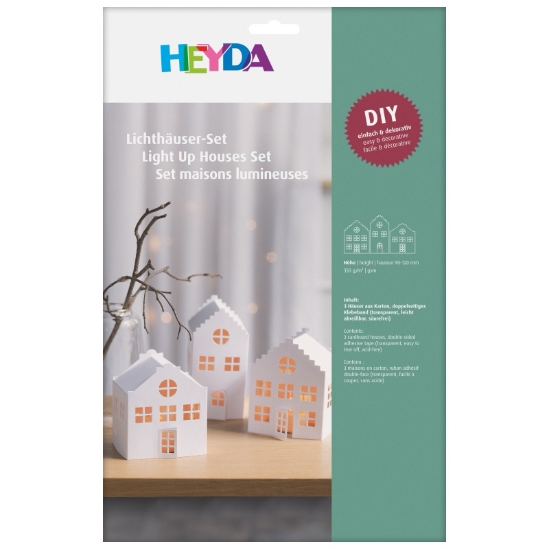 3D papírové výřezy - domečky bílé (3ks)