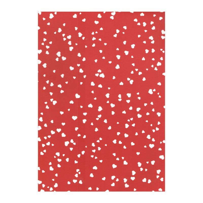 Hladký papír A4 červený se srdíčky 200g/m2