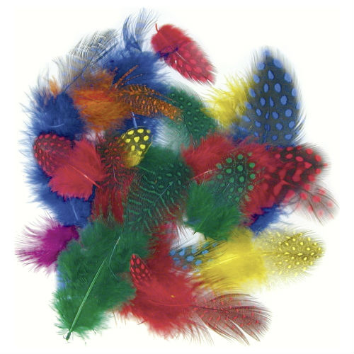 Dekorativní peříčka 1g - kropenatá, mix barev