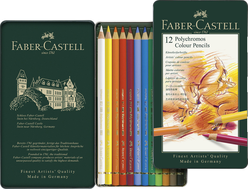 Pastelky Faber Castell Polychromos plech.krabička 12ks Faber-Castell