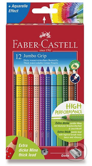 Pastelky trojb. Faber Castell JUMBO GRIP rozm. 12ks + ořez. Faber-Castell