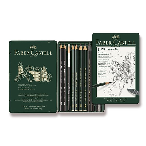 Graf. tužky Faber Castell Pitt Monochrome sada plech. 11ks Faber-Castell