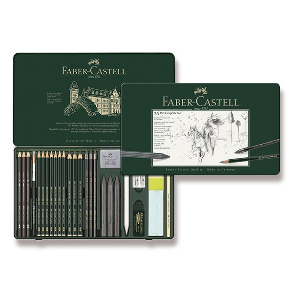 Graf. tužky Faber Castell Pitt Monochrome sada plech. 26ks Faber-Castell
