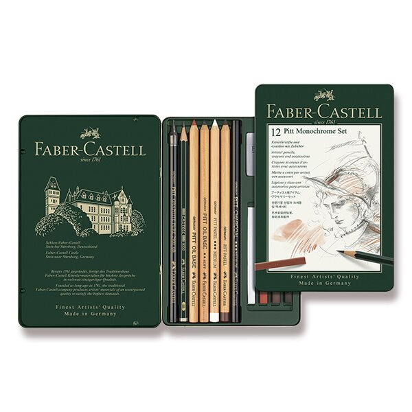 Graf. tužky Faber Castell Pitt Monochrome sada plech. 12ks Faber-Castell
