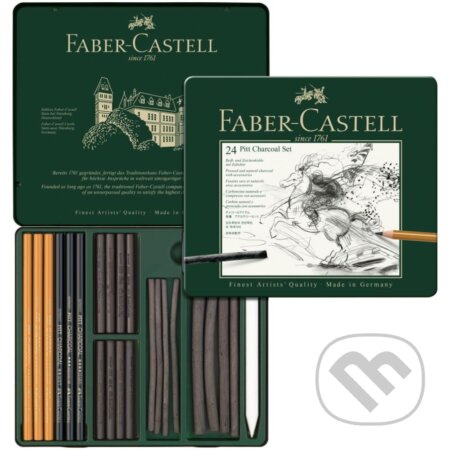 Uhel Faber-Castell Pitt Monochrome Charcoal plechová krabička, 24 ks Faber-Castell