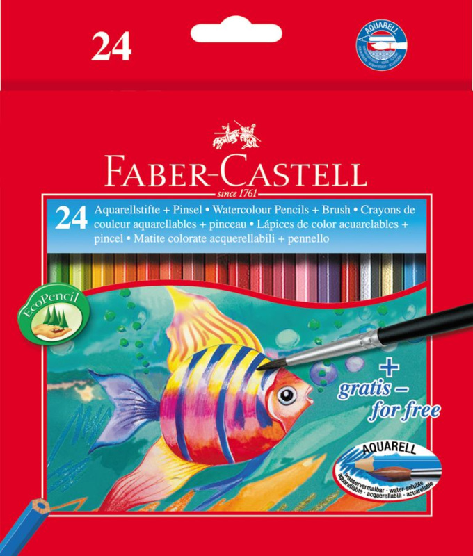 Pastelky Faber Castell Akvarelové pap.krabička 24ks+štěteček Faber-Castell