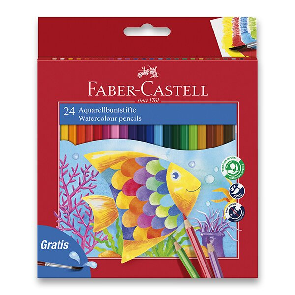 Pastelky Faber Castell Akvarelové pap.krabička 24ks+štěteček Faber-Castell