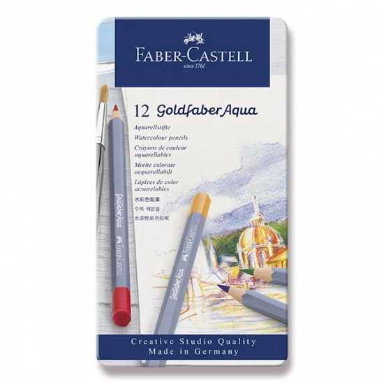 Pastelky Faber Castell Goldfaber Aqua plech.krabička 12ks Faber-Castell