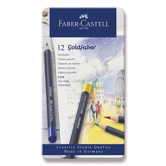 Pastelky Faber Castell Goldfaber plechová krabička 12ks Faber-Castell