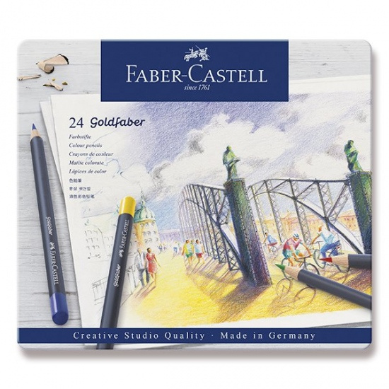 FABER-CASTELL Pastelky Goldfaber, 24 barev, plechová krabička