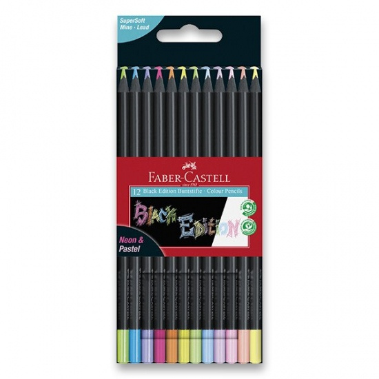 Pastelky Faber-Castell Black Edition neon, pastel, 12 barev Faber-Castell