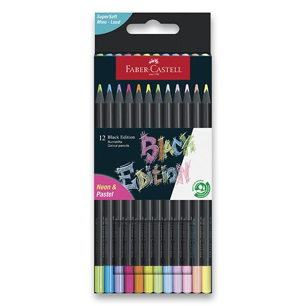 Pastelky Faber-Castell Black Edition neon, pastel, 12 barev Faber-Castell
