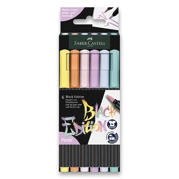 Fixy Faber-Castell Black Edition Brush 6 barev, pastel Faber-Castell