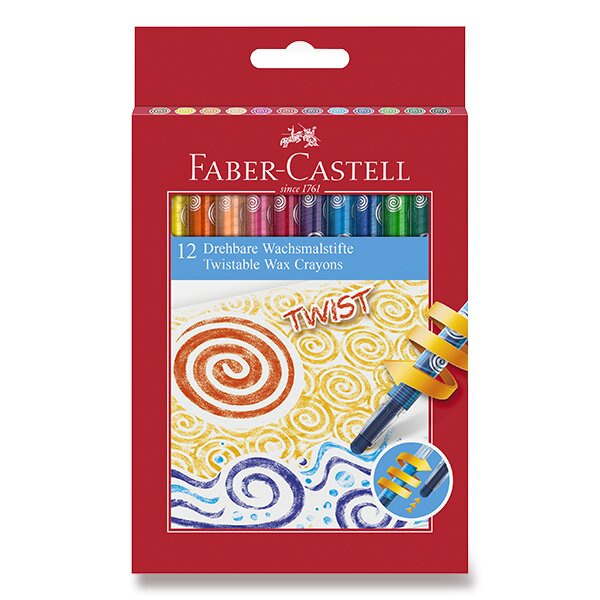Voskovky Faber Castell Twist v plas. pouzdře pap.krab. 12ks Faber-Castell