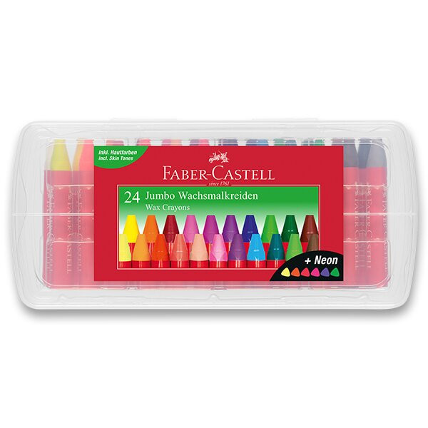 Voskovky Faber Castell trojhranné Jumbo plast.krabička 24ks Faber-Castell