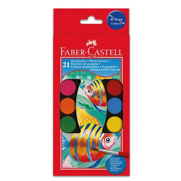 Vodové barvy Faber-Castell 21 barev, průměr 30 mm Faber-Castell