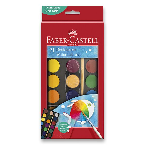 Vodové barvy Faber-Castell 21 barev, průměr 30 mm Faber-Castell