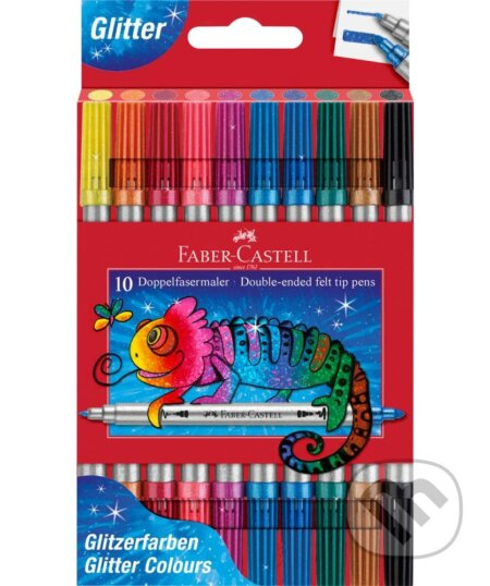 Popisovače Fibre-Tip obojstranné 10 farebné glitter