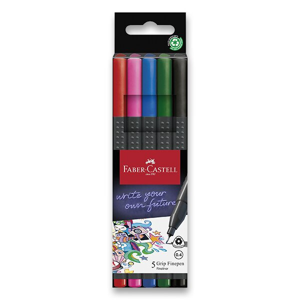 Fineliner Faber-Castell Grip 5 barev, základní barvy Faber-Castell