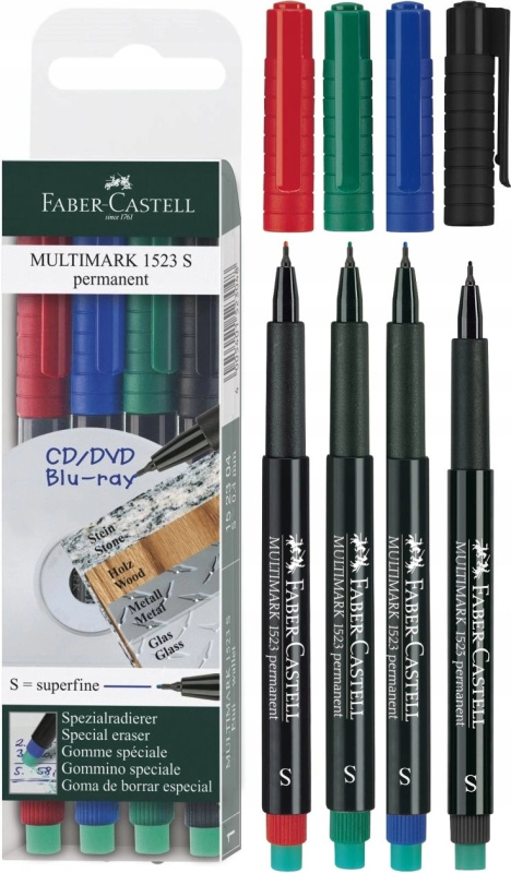 Permanentní popisovač Faber-Castell 1523 S 4 barvy Faber-Castell